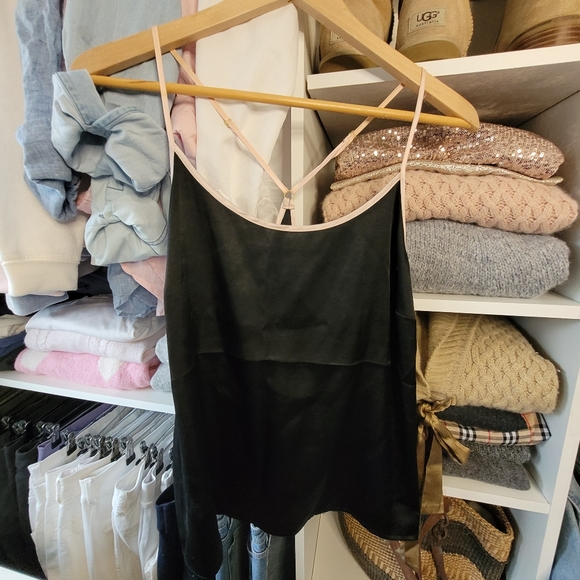 Victoria Secret Satin Camisole - Light Pink Trim on Black - Size Large - Picture 3 of 9
